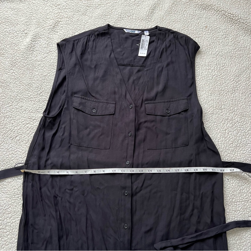 La Vie En Rose Sleeveless Button Down Tie Waist Dress - Picture 3 of 4